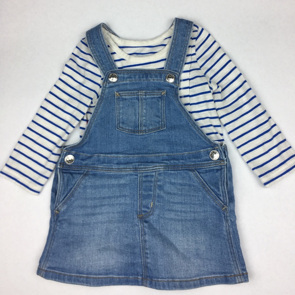 Denim overall skirt outfit